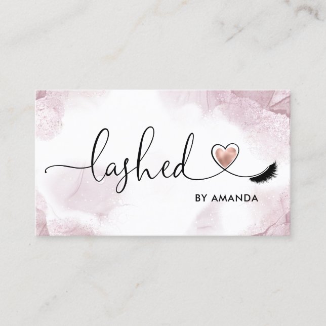 Makeup Artist Ögon Lash  Rosa Watercolor B Visitkort (Framsida)