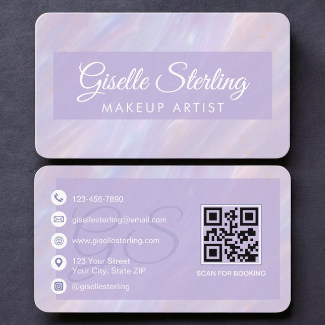 Makeup Artist Opal Iridescent QR Code Visitkort (Skapare uppladdad)