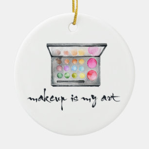 Makeup Artist Palette - "Makeup is My Art" citat Julgransprydnad Keramik