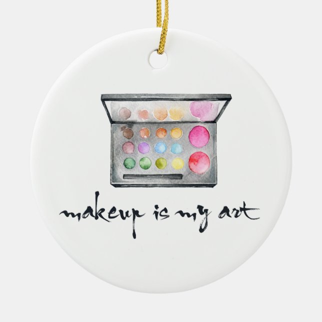 Makeup Artist Palette - "Makeup is My Art" citat Julgransprydnad Keramik (Framsidan)