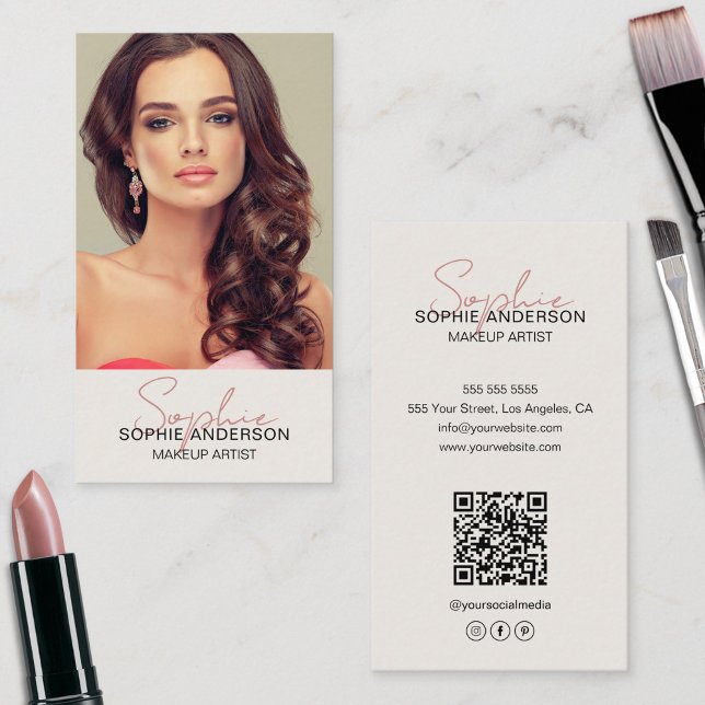 Makeup Artist Photo Visitkort (Makeup Artist Photo Business Card)