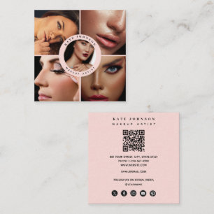 Makeup Artist Photos QR Code Social Media Icons Fyrkantigt Visitkort