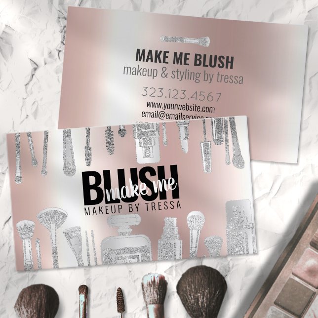 Makeup Artist Platinum Glitter + Metallisk Rosa Visitkort (Skapare uppladdad)