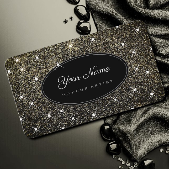 Makeup Artist Platinum Guld Glitter Luminous Stars Visitkort (Skapare uppladdad)