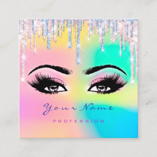 Makeup Artist Professionell Eyeash Holograph Drive Fyrkantigt Visitkort