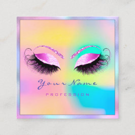 Makeup Artist Professionell Eyeash Holograph Pinky Fyrkantigt Visitkort