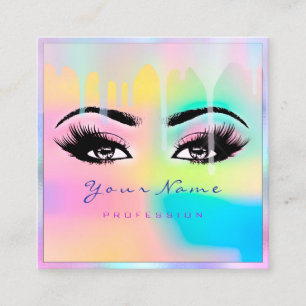 Makeup Artist Professionell Eyelash Holograph Driv Fyrkantigt Visitkort