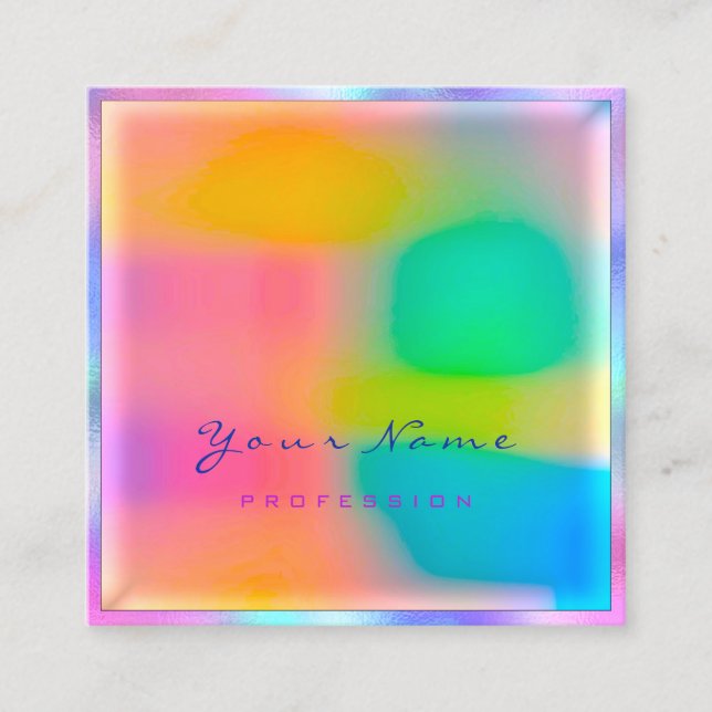 Makeup Artist Professionell Modern Minimal Hologra Fyrkantigt Visitkort (Framsida)