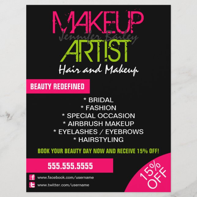 Makeup Artist Promotional Reklamblad (Framsidan)