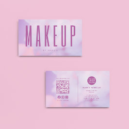 Makeup Artist QR Code & Logotyp Lila Holography Visitkort