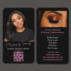 Makeup Artist QR Code Luxury Black Rosa Beauty Visitkort