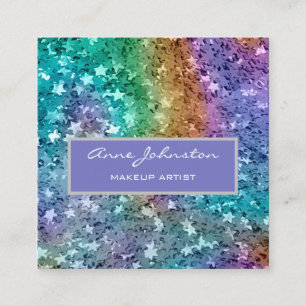 Makeup Artist Rainbow Star Glitter Fyrkantigt Visitkort