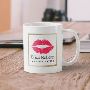 Makeup Artist Red Läppar Modern Beauty Salon Kaffemugg