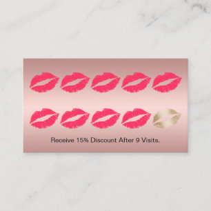 Makeup Artist Red Läppar Ro Guld Loyalty Slår Lojalitetskort