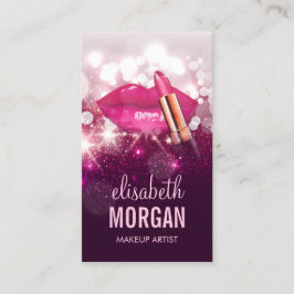 Makeup Artist Red Läppar Rosa Glitter Moukling Visitkort