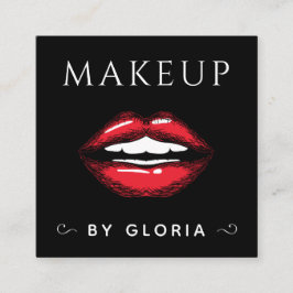 Makeup Artist Red Läppar Salon Social Media QR-kod Fyrkantigt Visitkort