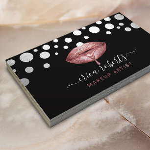 Makeup Artist Ro Guld-drivning Läppar Polka dots Visitkort