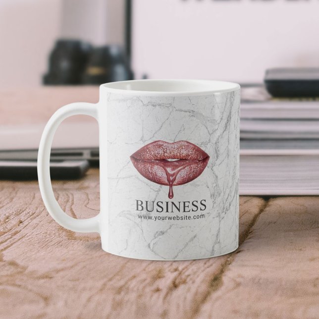 Makeup Artist Ro Guld-droppning Läppar White Marbl Kaffemugg (Skapare uppladdad)