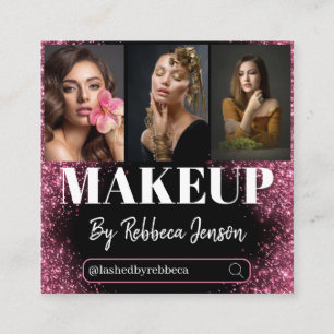 Makeup Artist Ro Guld Glitter 3 Photo Fyrkantigt Visitkort