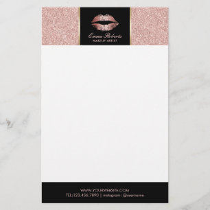 Makeup Artist Ro Guld Glitter Läppar Modern Salon Brevpapper