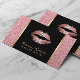 Makeup Artist Ro Guld Glitter Läppar Modern Salon Visitkort