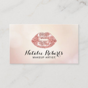 Makeup Artist Ro Guld Glitter Läppar Visitkort