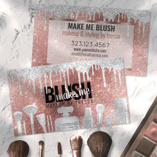 Makeup Artist Ro Guld Glitter + Platinum Drives Visitkort (Skapare uppladdad)