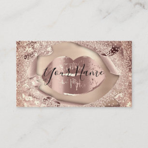 Makeup Artist Ro Guld Kiss Läppar Glitter Visitkort