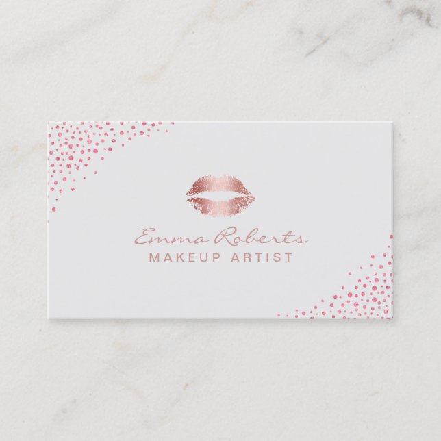 Makeup Artist Ro Guld Läppar Confetti Beauty Salon Visitkort (Framsida)
