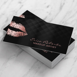 Makeup Artist Ro Guld Läppar Luxury Black Salon Visitkort