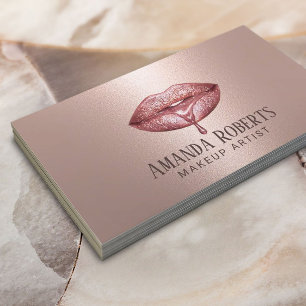 Makeup Artist Ro Guld Läppar Metallic Visitkort