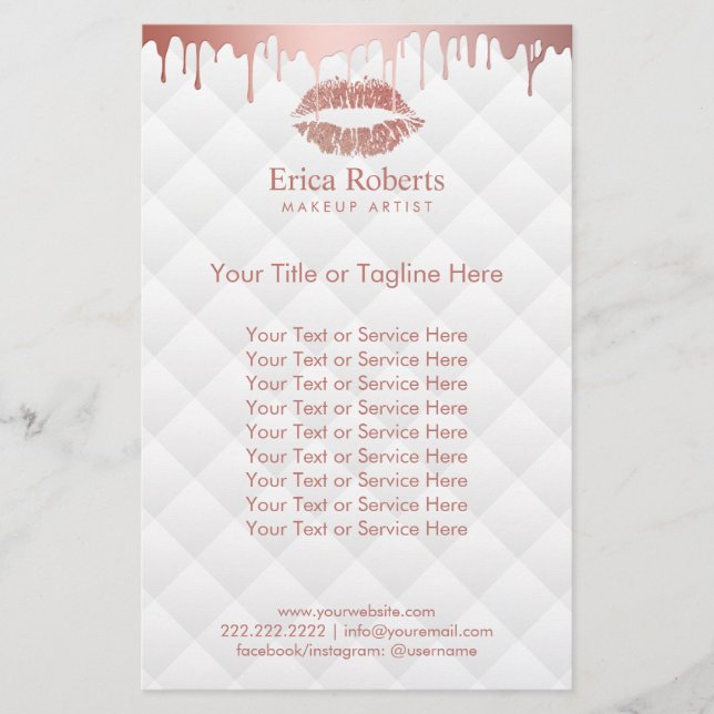 Makeup Artist Ro Guld Läppar Modern Beauty Salon Flygblad (Framsidan)