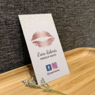 Makeup Artist Ro Guld Läppar Salon Social Media Visitkort