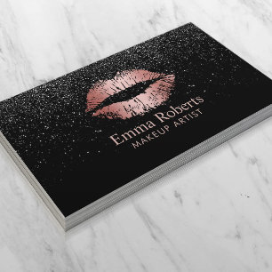 Makeup Artist Ro Guld Läppar Trendig Black Glitter Visitkort