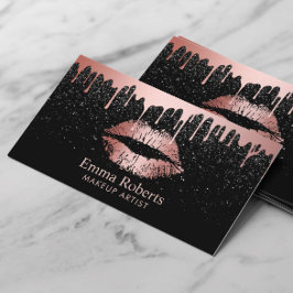 Makeup Artist Ro Guld Läppar Trendig Dripping Visitkort