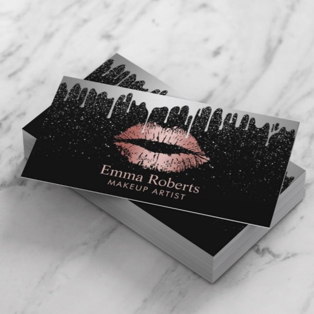 Makeup Artist Ro Guld Läppar Trendig Silver Drives Visitkort (Skapare uppladdad)