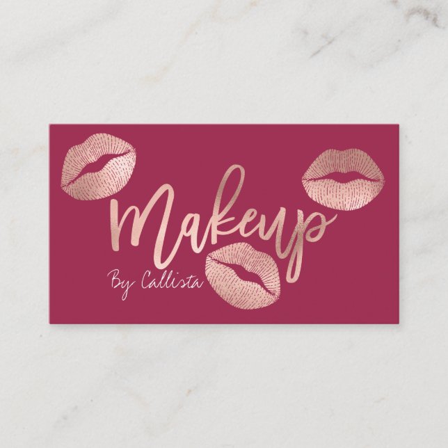Makeup Artist Ro Guld Läppar Typography Modern Visitkort (Framsida)