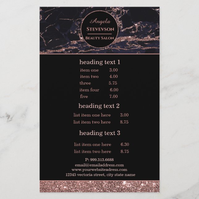 Makeup Artist Ro Guld Marble flyer (Framsidan)