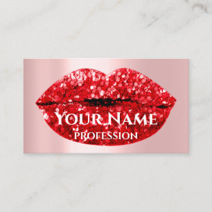 Makeup Artist Ro Kiss Läppar Red Glam Glitter Visitkort