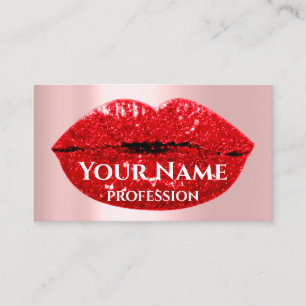 Makeup Artist Ro Kiss Läppar Red Glitter Visitkort
