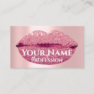 Makeup Artist Ro Kiss Läppar Rosa Glitter Visitkort