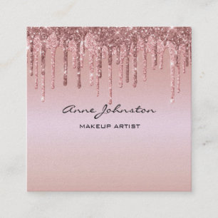 Makeup Artist Ro Rosa Glitter Drives, Gnistra Fyrkantigt Visitkort