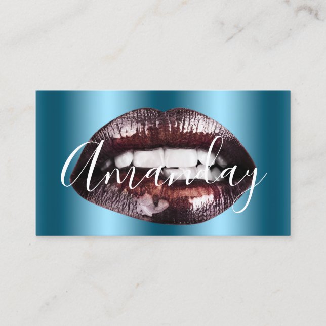 Makeup Artist Ro Teal Läppar Logotyp QR-kod Visitkort (Framsida)