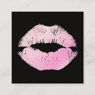 Makeup Artist Rosa Glitter Kissing Läppar Square Fyrkantigt Visitkort