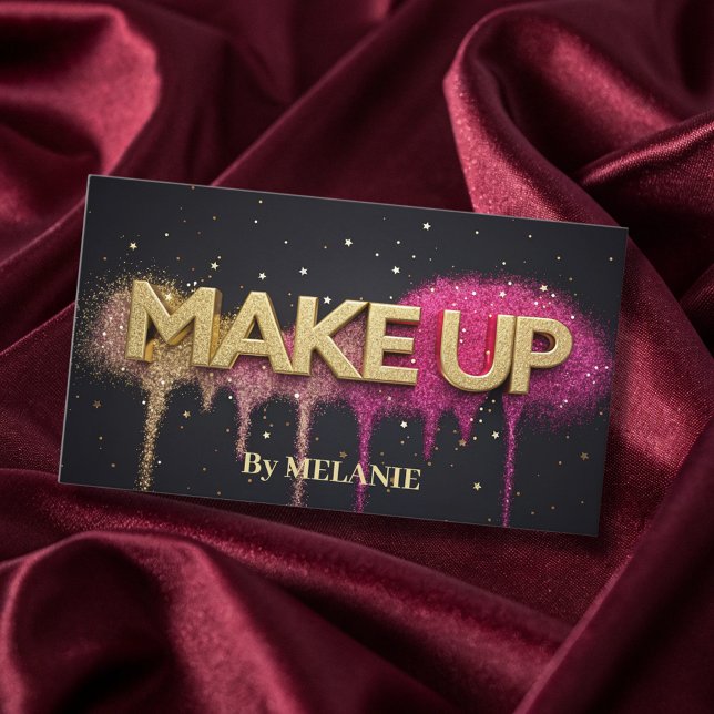 Makeup Artist rosa Guld Drives Trendig Black Glitt Visitkort (Skapare uppladdad)