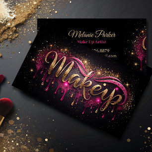 Makeup Artist rosa Guld Drives Trendig Black Glitt Visitkort
