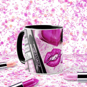 Makeup Artist Rosa Lipstick Kiss Beauty Salon Mugg