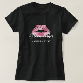 MAKEUP ARTIST Rosa Logotyp Kiss Namn T Shirt