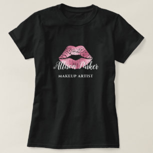 MAKEUP ARTIST Rosa Logotyp Kiss Namn T Shirt