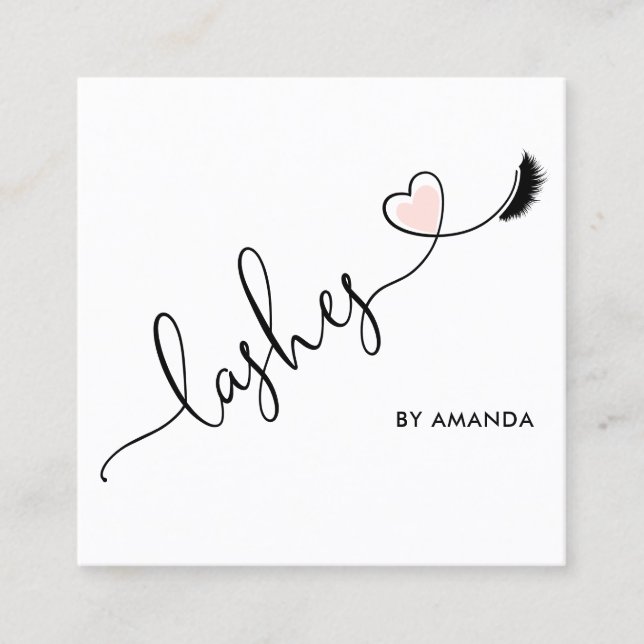 Makeup Artist  Rosa Ögon Lash Heart Fyrkantigt Visitkort (Framsida)